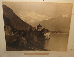 ANTIQUE ADOLPHE BRAUN *CHATEAU DE CHILLON LAKE GENEVA SWISS ALPS* ALBUMEN PHOTO