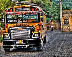 16X20 PHOTO CHICKEN BUS ANTIGUA GUATEMALA, Guatemalan