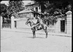 Vintage Photo Glass Plate Negative 13X18 Cm Man With Hat Horse