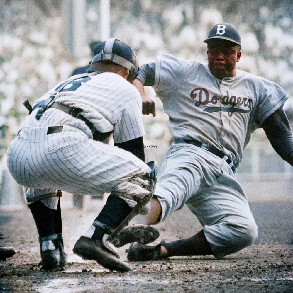1955-jackie-robinson &yogi-berra World Series 8×10 Colorized Print-FREE SHIPPING
