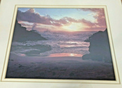 Ocean Sunset Photograph Framed and Double Matted 16″ x 13″ Beautiful ~ BRAND NEW