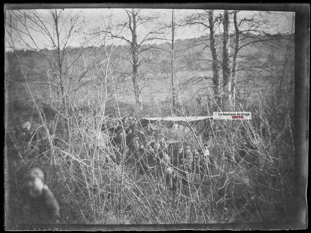 Glass Plate Vintage Photo Negative Black and White 9×12 cm Plane Crash France