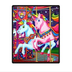 great LISA FRANK CAROUSEL Soft Warm Single-Side Printing Flannel Fleece Blanket