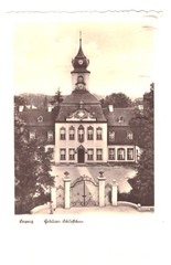 Old postcard, Gohliser Schlößchen, expired 1952