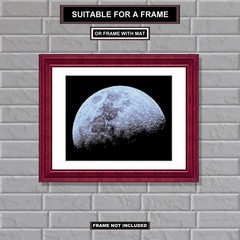 Moon Decor, 8×10 inch Print, 58 Percent Full Moon (Waxing Gibbous Phase) M3235