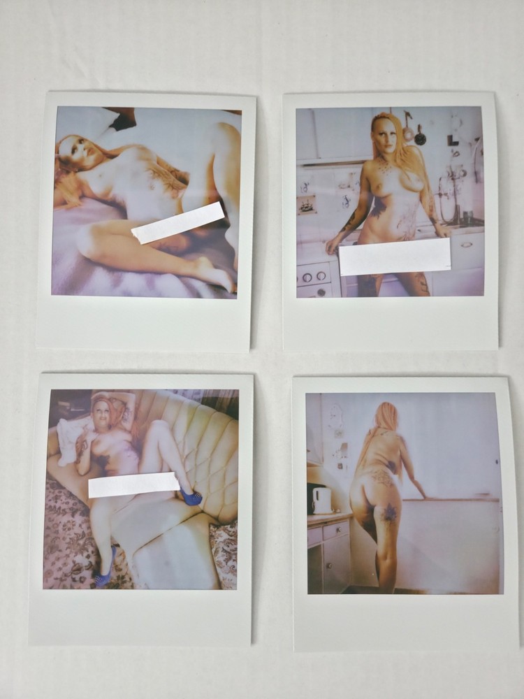 Polaroid Photo – Set of 4 Nude Tattoo Model, Nude Instant Color Photo – Original