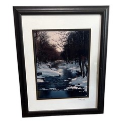 Winter Nature Landscape Scene Signed Photograph Artwork by Sam Pathi Framed