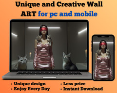Blind cat girl digital image picture background AI wallpaper for mobile & pc new
