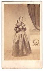 Photograph Elderly Lady in Dark Dress Reading a Book in Studio