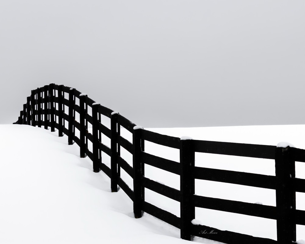Original Photography Print – Winter Landscape – Black and White – Farmhouse Art