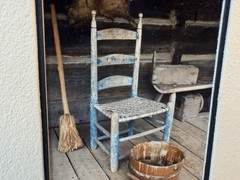 Gamow signed Old Farm Chair on Porch Broom Bucket Photography Art 5″ x 7″ Mated
