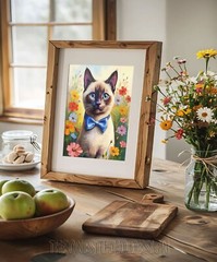 Siamese Cat Digital Painting High Resolution Wall Art Poster Print