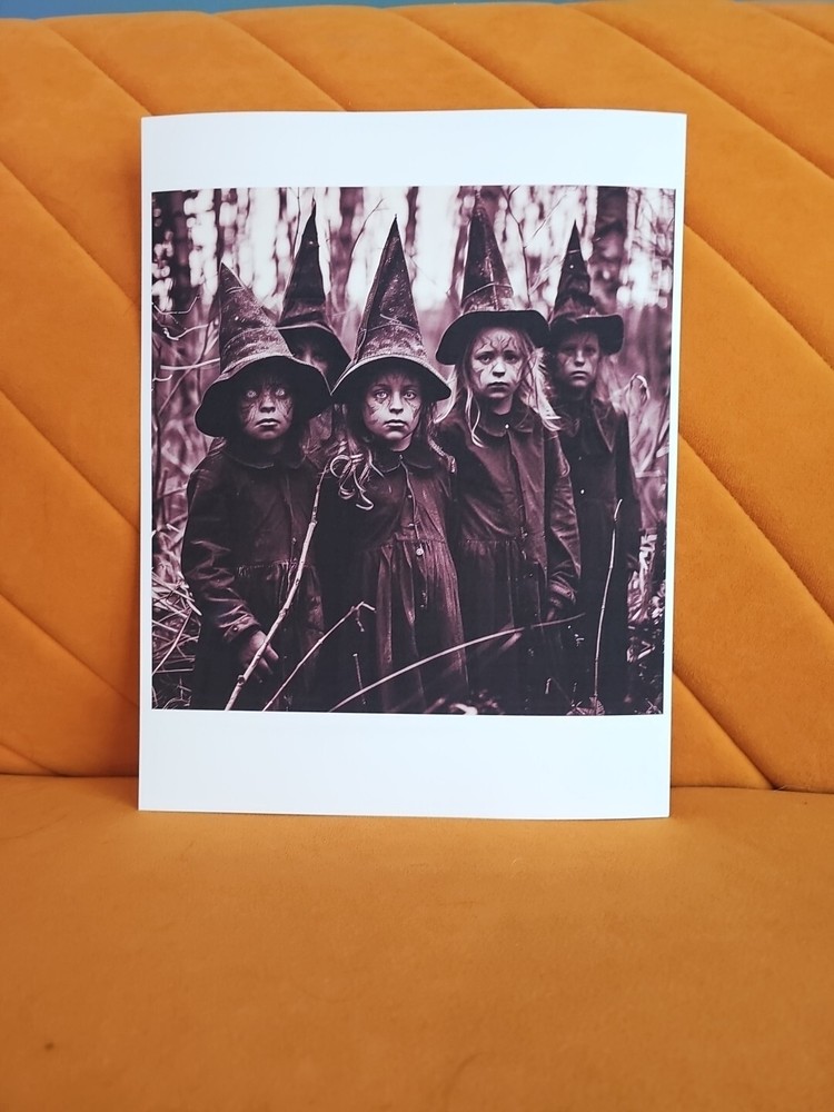 PHOTO PRINT Weird Creepy Vintage CHILDREN In WITCH Costumes