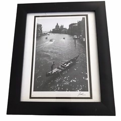 Jesse Kalisher Photo Signature Gondolas on the Grand Canal Black White Venice