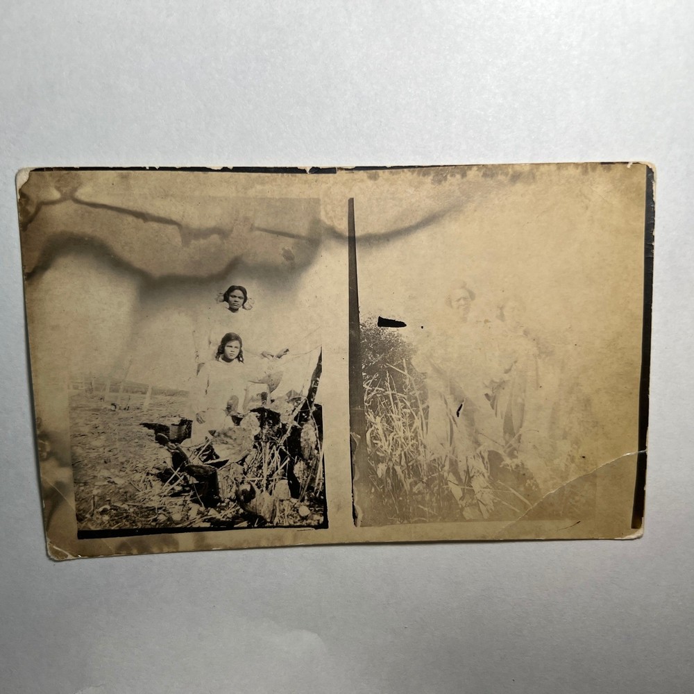 1910s VTG RPPC Real Photo Postcard Two Women Field Outdoor Scene Gelatin Silver