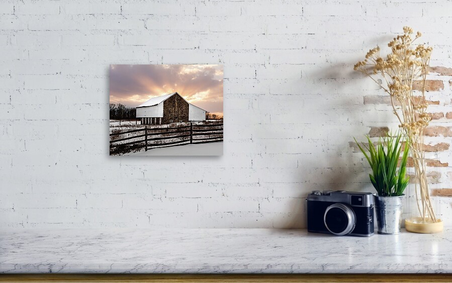 Barn Sunset Snow Photography Gettysburg Civil War Farm Pennsylvania Art Print
