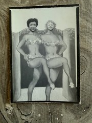 Vintage ARCADE Photo Original Black and White Photo MOTHER AND CHILD IN BIKINIS