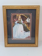 Vintage Messengers of Peace By Lynn Bywaters Interior Framed Picture Girl Angel