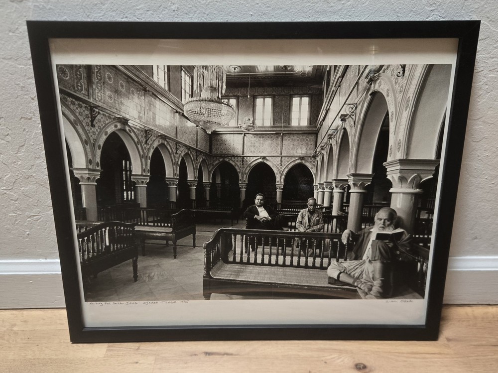 Zion Ozeri Signed ‘Waiting for Seven Jews’ Tunisia Photograph Framed 17×21″