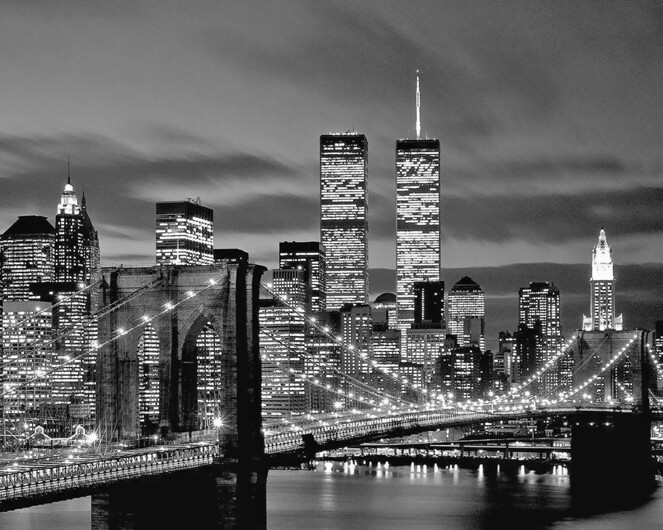 New York BROOKLYN BRIDGE and Twin Towers Glossy 16×20 Photo Print Art Poster