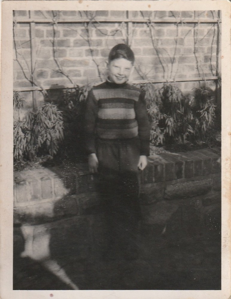 Vintage Photo Boy with Stripe Sweater 1952 Fashion Snapshot