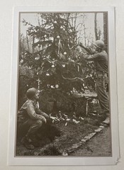 WWII US Soldiers Decorate Christmas Tree In Germany Silver Halide Poem On Back