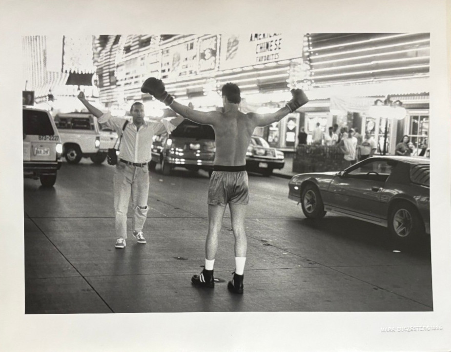 Hands Raised Boxer in Times Square 10 7/8 x 14 Photograph-1980s-Mark Bugzester