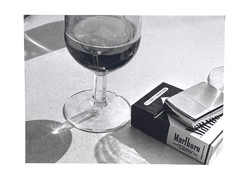 A Glass of Wine & a Pack of Marlboro Cigarettes-1980s- Photograph-Mark Bugzester