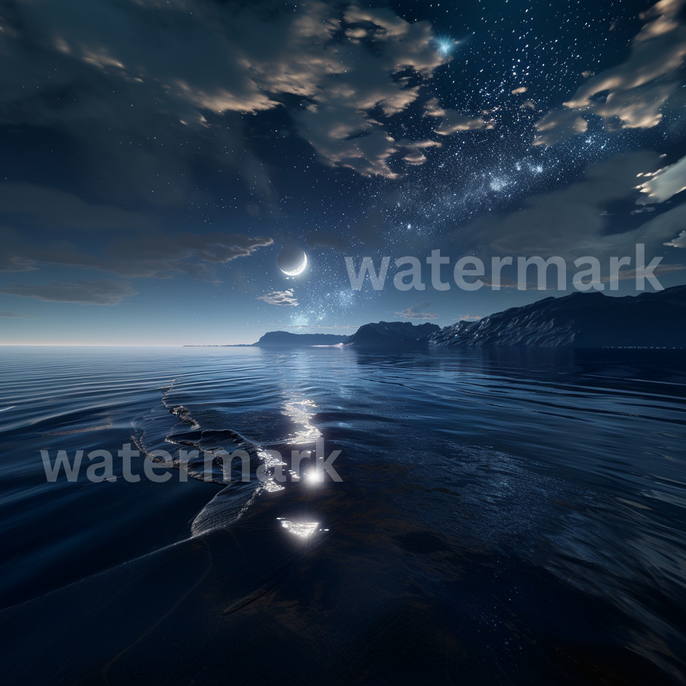 Digital Photo Art Wallpaper Image Picture Background Desktop Night Ocean Moon