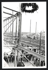 5 photographs view Oldenburg I. old, topping-out ceremony freight station 1951, Huntebrück