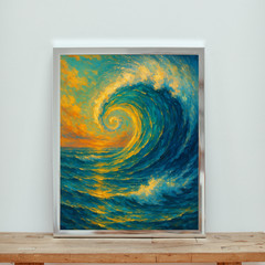 Digital Image Picture Photo Wallpaper Printable AI Swirling Ocean Wave Painting