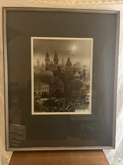 Large Prague Skyline Black And White Photo Framed in Great Condition