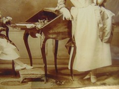 Antique Portrait Photo Woman Child Writing Reading Baker’s Art Gallery 1898 Ohio