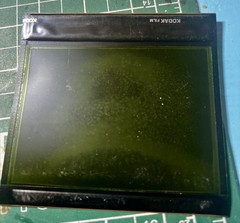 Picture Polaroid of distorted Blue TV like from a Horror Movie 1980