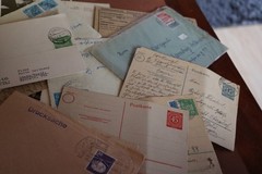 small photo and paper bundle – photos, letters postcards etc
