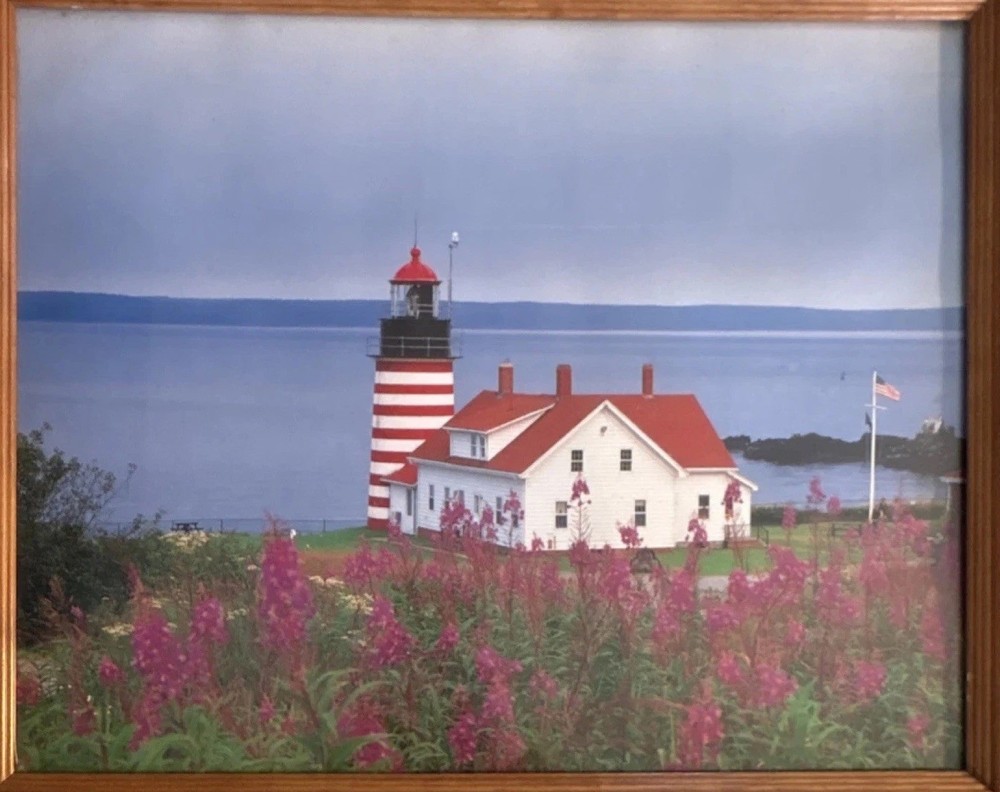 West Quoddy Head Lighthouse Maine Framed Art Print Coastal Wall Art Piece