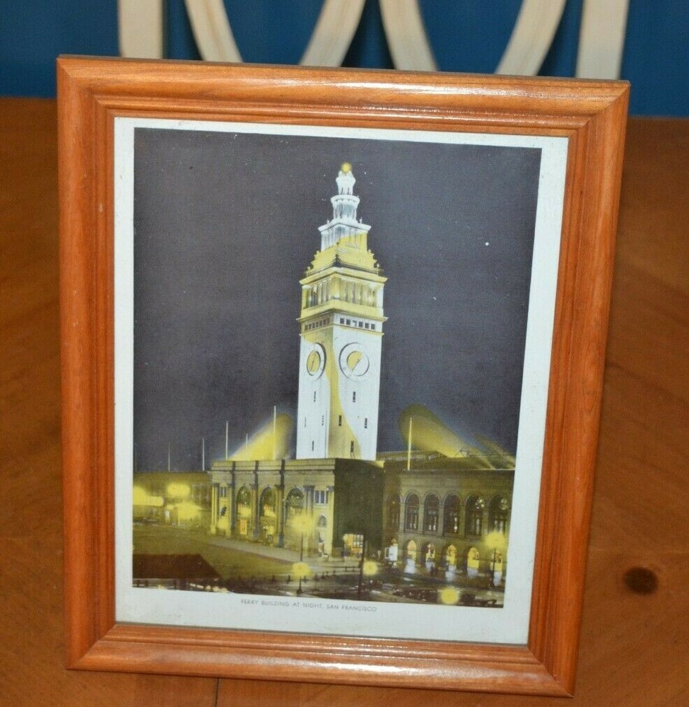 RARE OLD SAN FRANCISCO ANTIQUE VINTAGE PICTURE OF THE FERRY BUILDING AT NIGHT