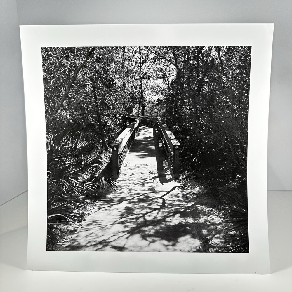 Santa Rosa Beach (30A) Boardwalk 10×10 Black & White Print – No Frame – Signed