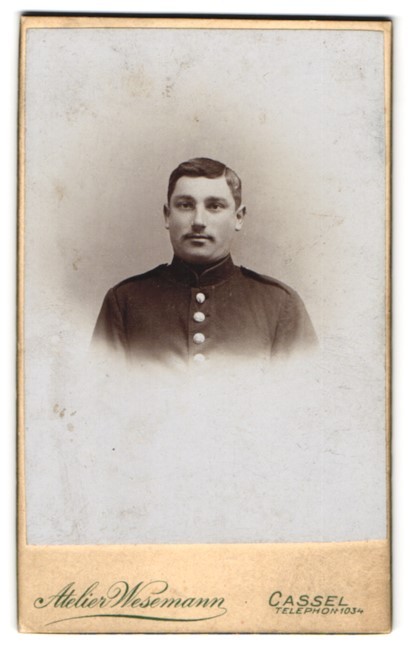 Photography Studio Wesemann, Cassel, Soldier in Uniform CDV / Cabinet Photo
