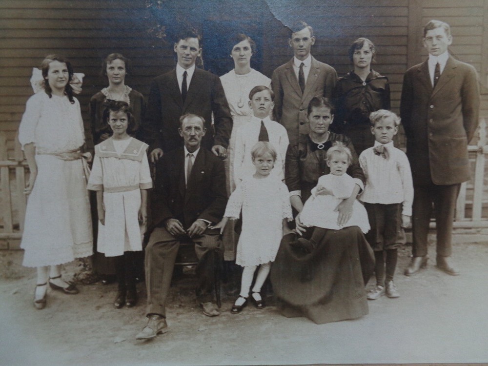 Vtg c.1910s Photograph Country Family Generations Sepia B&W