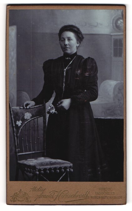 Photograph Arnold Hirnschrodt, Ried, Young Lady in Dark Dress with Silver Chain