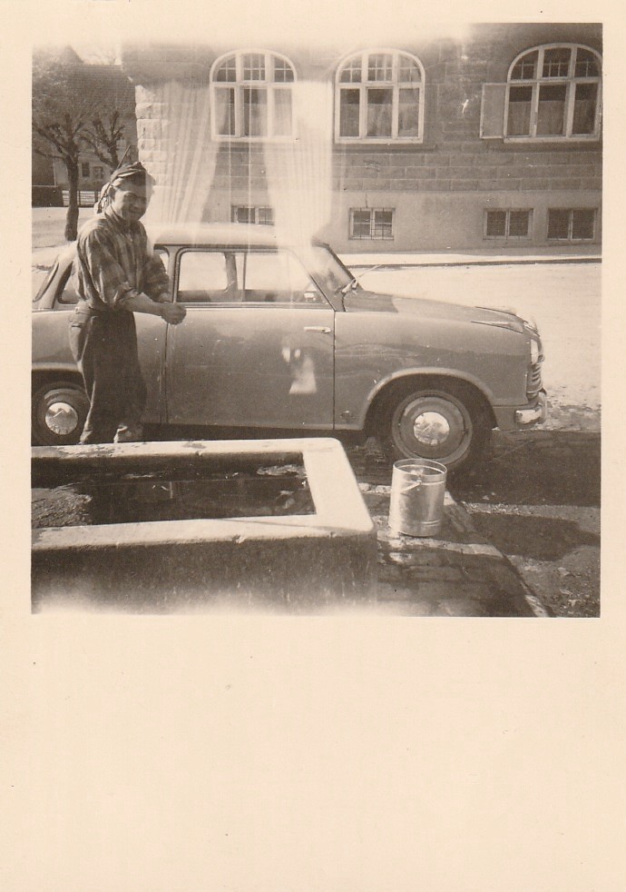 Vintage Photo Man Next to Lloyd 600 Car Vintage Passenger Car