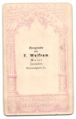 Photograph F. Wolfram, Dresden, Obereerplatz 5c, Lady in Striped Dress