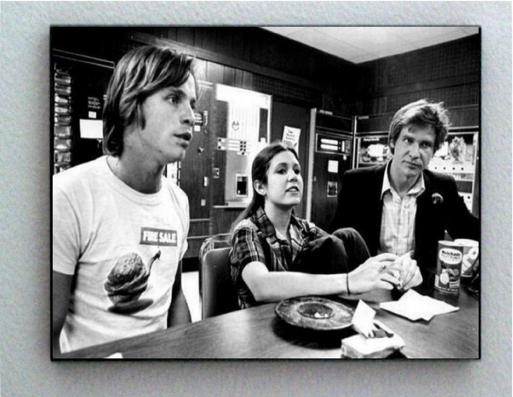 Rare Framed Star Wars fun Luke Han Leia at cafe Vintage Photo. Giclée Print