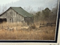 Gamow signed Old Farm Barn in Fenced Field Pasture Photography Art 5″ x 7″ Mated