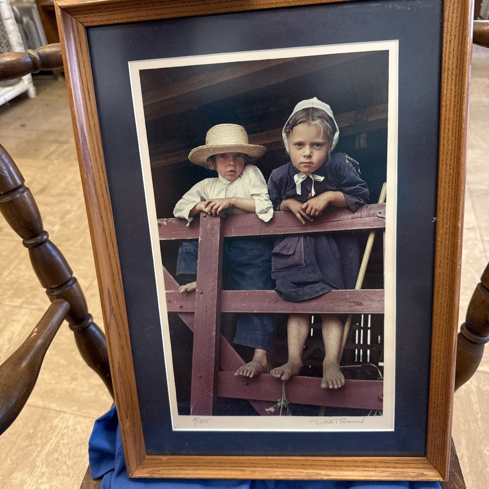 DICK BROWN Amish Girl Child Photo Picture Signed Folk Art Wall Decor PA Gift