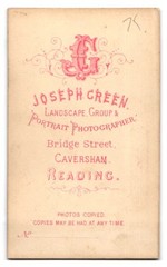 Photograph J. Green, Caversham, Bridge Street, Toddler on Upholstered Chair