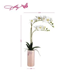 Dolly Parton White Artificial Orchid in Pink Ceramic Pot, 9.8×5.5×24 Inch