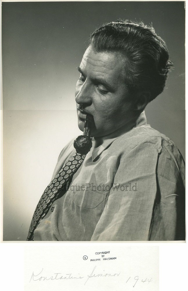Konstantin Simonov Russian poet smoking pipe antique photo by Philippe Halsman