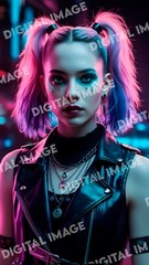 Digital Art Picture Image Photo Wallpaper Background Desktop AI – Cyberpunk Girl